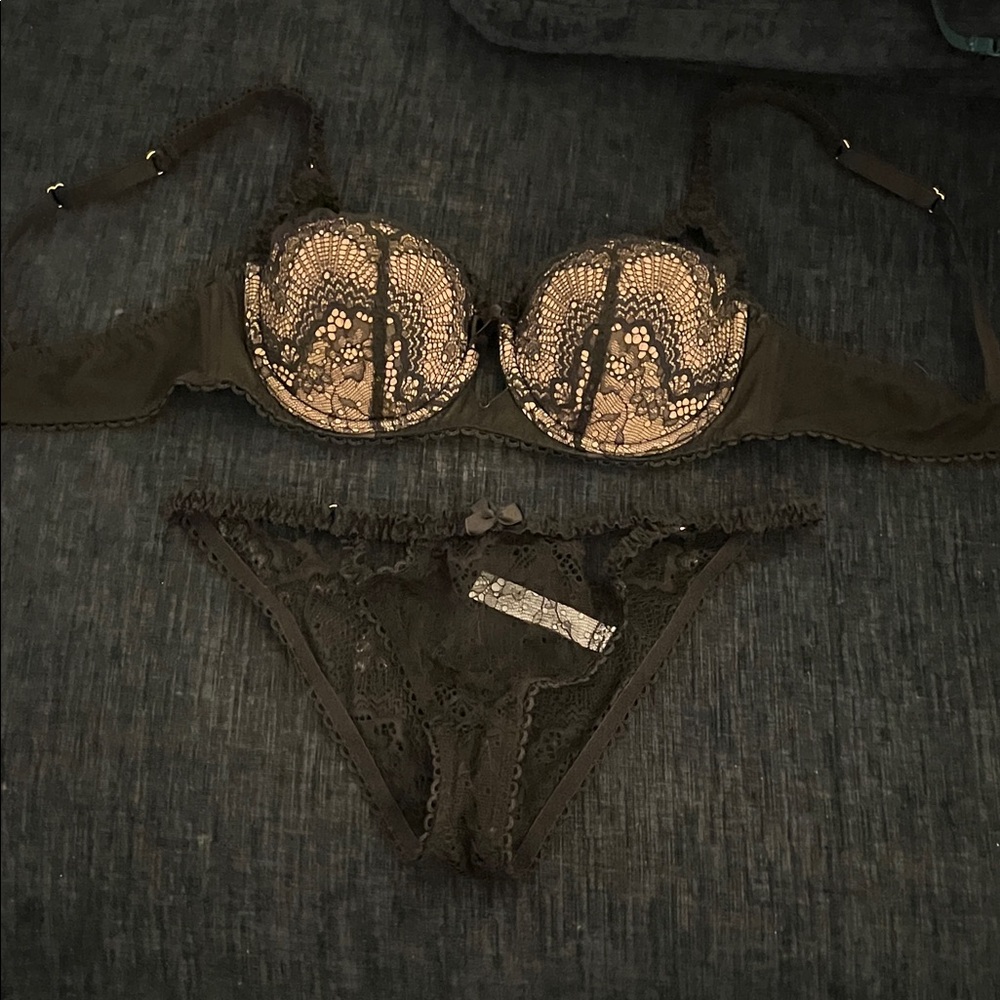 Adore Me Lace Lingerie Set in Dark Brown